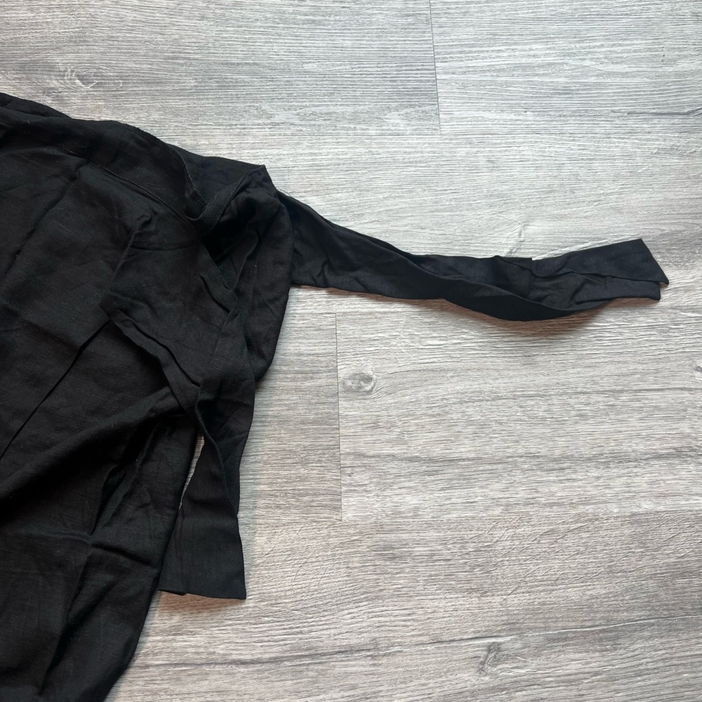 Jason Wu black faux wrap midi skirt linen lined slit tie‎ NWOT Size 6 - Picture 3 of 11
